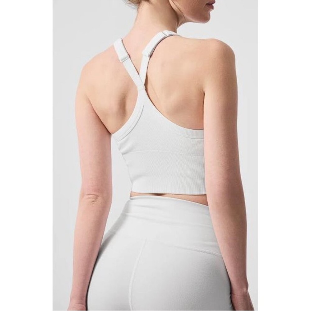 New ALO Yoga White Ribbed Sports Bra - Picture 3 of 6